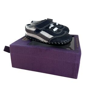 Pediped Originals Josh Black White Leather Sneaker Baby Shoe 6-12 Months NIB